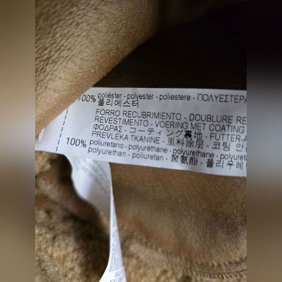 Zara FAUX FUR Sherpa BIKER JACKET TEDDY CAMEL Tan Crop Sz L Moto - Picture 12 of 12